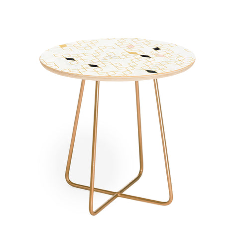 Florent Bodart Gold and Marble Keziah Scandinavian Pattern Round Side Table