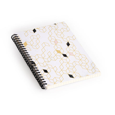 Florent Bodart Gold and Marble Keziah Scandinavian Pattern Spiral Notebook