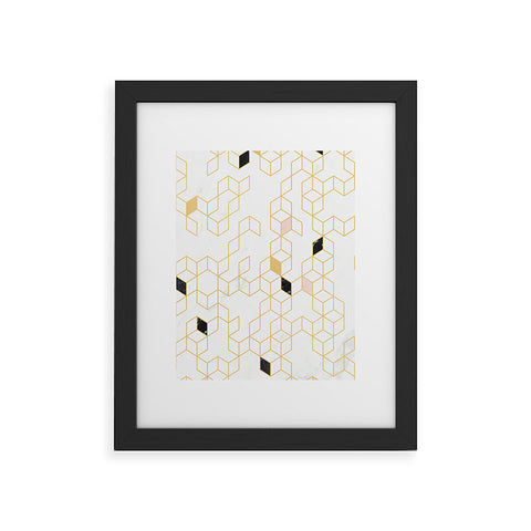 Florent Bodart Gold and Marble Keziah Scandinavian Pattern Framed Art Print