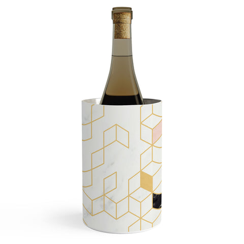Florent Bodart Gold and Marble Keziah Scandinavian Pattern Wine Chiller