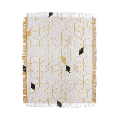 Florent Bodart Gold and Marble Keziah Scandinavian Pattern Throw Blanket