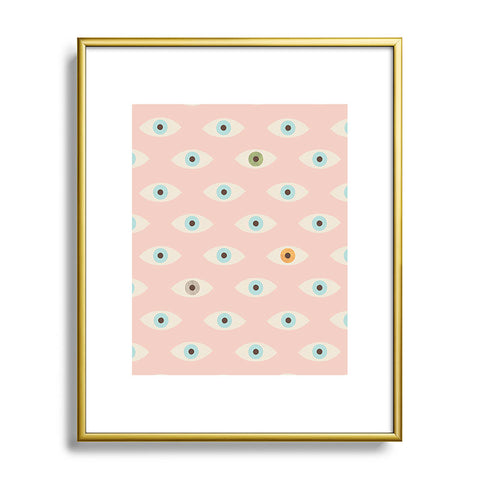 Florent Bodart Hundred Eyes Pink Metal Framed Art Print