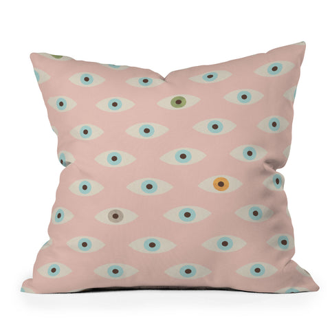 Florent Bodart Hundred Eyes Pink Throw Pillow