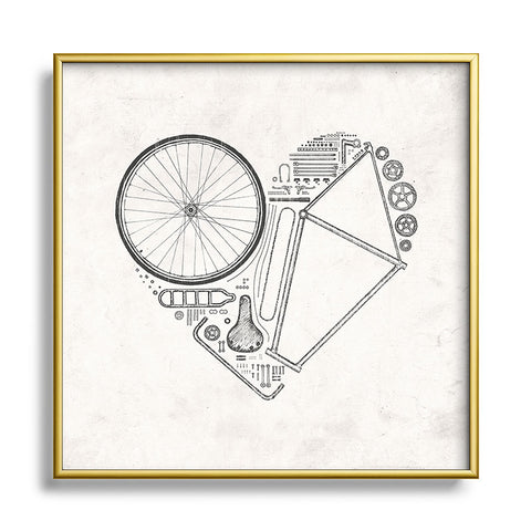 Florent Bodart Love Bike Metal Square Framed Art Print