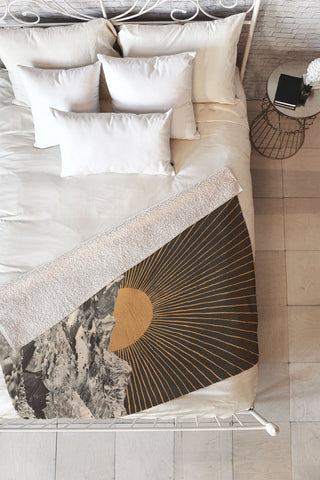 Florent Bodart Mountainscape 6 Night Sun Fleece Throw Blanket