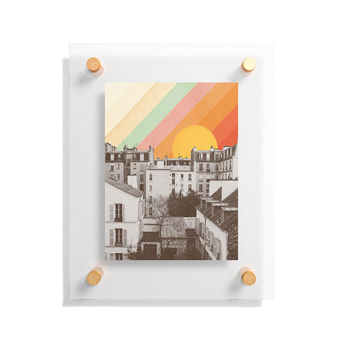 Florent Bodart Rainbow Sky Above Paris Floating Acrylic Print