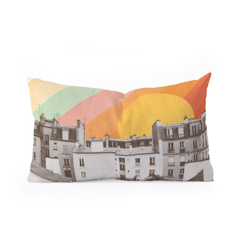 Florent Bodart Rainbow Sky Above Paris Oblong Throw Pillow