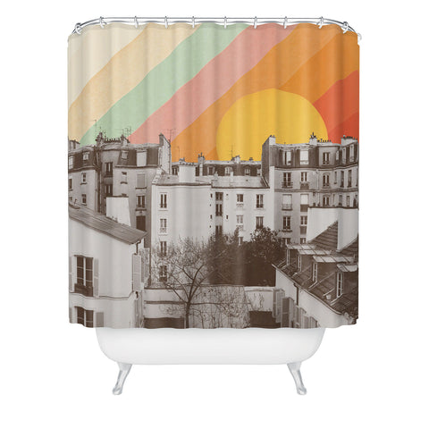 Florent Bodart Rainbow Sky Above Paris Shower Curtain