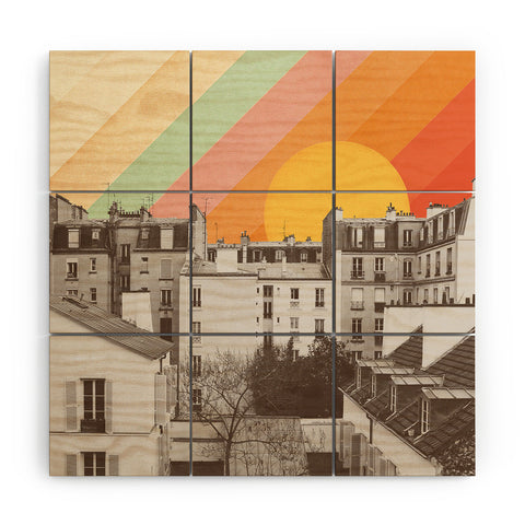 Florent Bodart Rainbow Sky Above Paris Wood Wall Mural