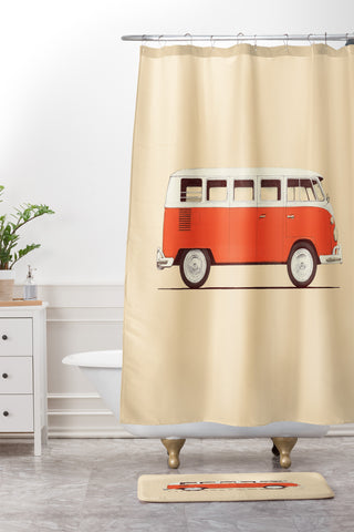 Florent Bodart Red Van Shower Curtain And Mat