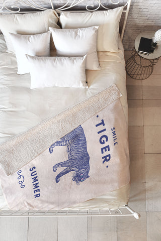 Florent Bodart Smile Tiger Fleece Throw Blanket