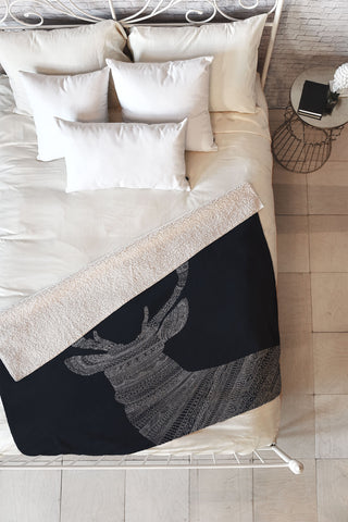 Florent Bodart Stag I Blue Fleece Throw Blanket
