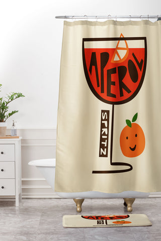 Fox And Velvet Aperol Spritz Cocktail Print Shower Curtain And Mat