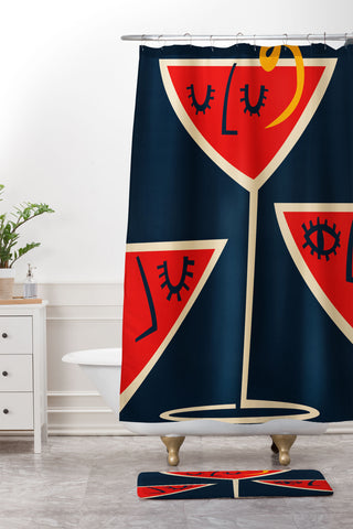 Fox And Velvet Cosmopolitan Cocktail Shower Curtain And Mat