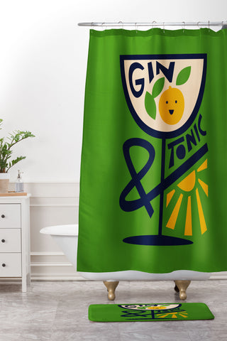 Fox And Velvet Gin Tonic Shower Curtain And Mat