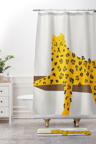 Fox And Velvet Leopard Lazy Shower Curtain And Mat