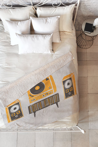 Fox And Velvet Vinyl Deck And Speakers Fleece Throw Blanket