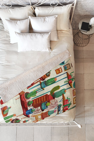 Francisco Fonseca big cactus room Fleece Throw Blanket