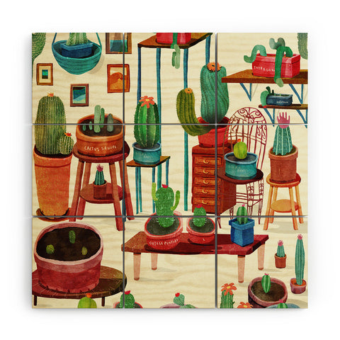 Francisco Fonseca big cactus room Wood Wall Mural