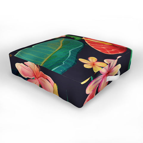 Francisco Fonseca red flowers Outdoor Floor Cushion