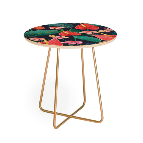Francisco Fonseca red flowers Round Side Table