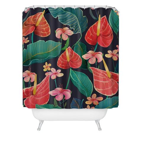 Francisco Fonseca red flowers Shower Curtain