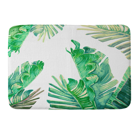 Francisco Fonseca tropical watercolor leaves Memory Foam Bath Mat