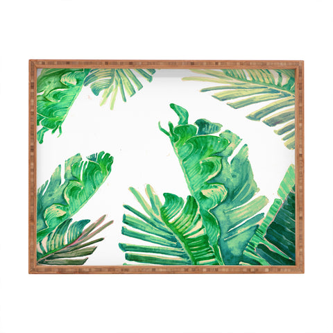 Francisco Fonseca tropical watercolor leaves Rectangular Tray