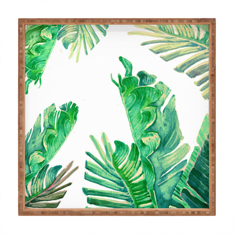 Francisco Fonseca tropical watercolor leaves Square Tray