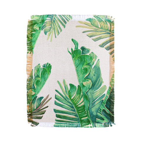 Francisco Fonseca tropical watercolor leaves Throw Blanket