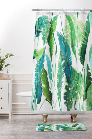 Francisco Fonseca vertical leaves Shower Curtain And Mat