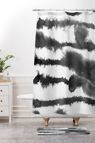 Francisco Fonseca watercolor black lines Shower Curtain And Mat