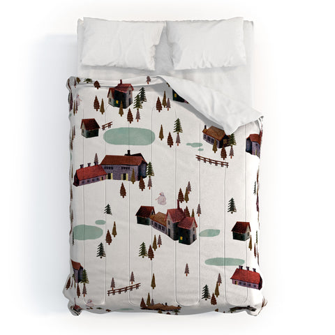 Francisco Fonseca winter village Comforter