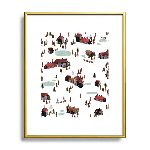 Francisco Fonseca winter village Metal Framed Art Print
