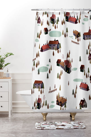 Francisco Fonseca winter village Shower Curtain And Mat