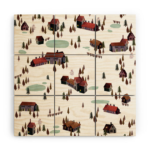 Francisco Fonseca winter village Wood Wall Mural