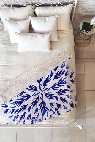 Gabi All Is Well Indigo Fleece Throw Blanket