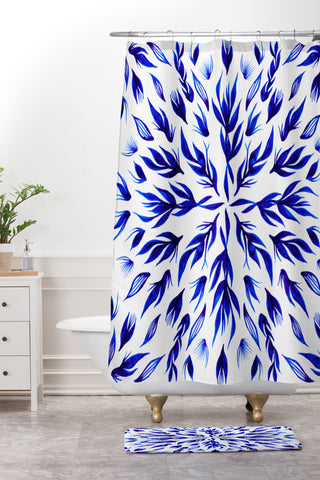 Gabi All Is Well Indigo Shower Curtain And Mat