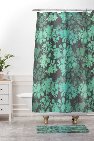 Gabi Audrey Teal Shower Curtain And Mat
