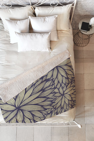 Gabi Blue Dahlia Fleece Throw Blanket