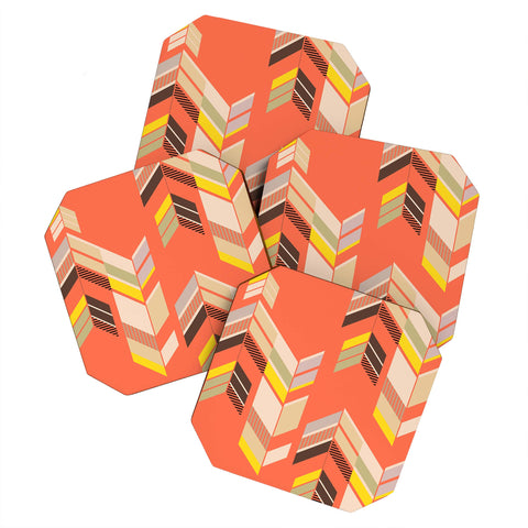 Gabi Chevron Coral Coaster Set