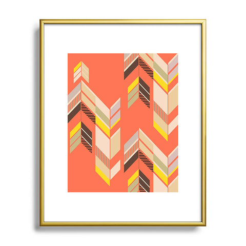 Gabi Chevron Coral Metal Framed Art Print