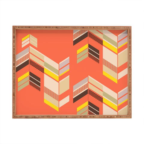 Gabi Chevron Coral Rectangular Tray