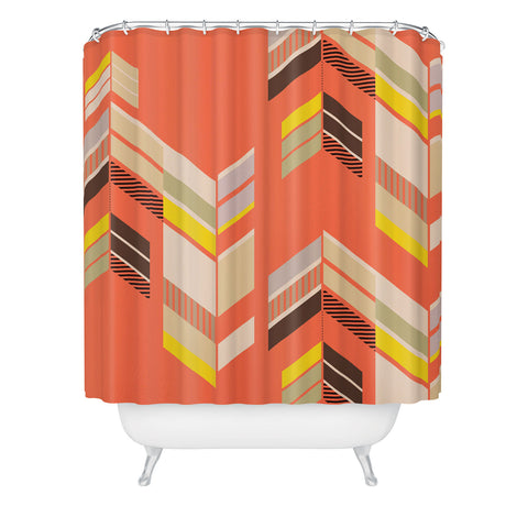 Gabi Chevron Coral Shower Curtain