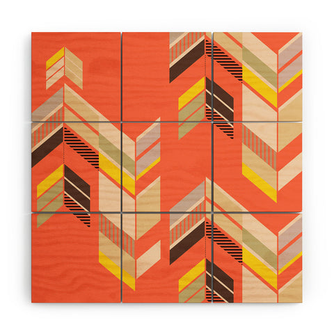 Gabi Chevron Coral Wood Wall Mural
