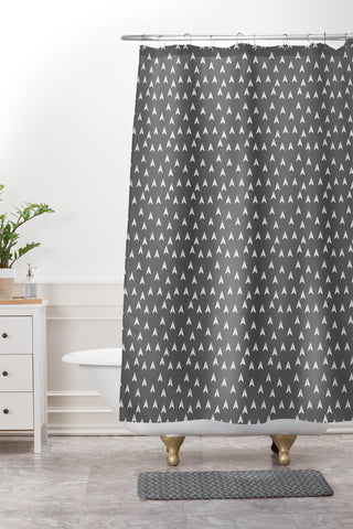Gabi In Flight Gray Shower Curtain And Mat