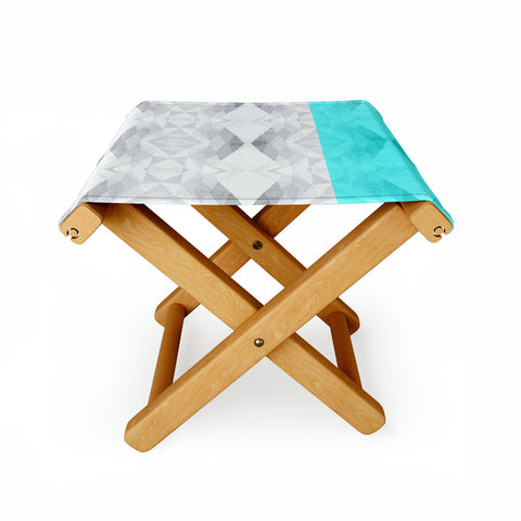 Gabi Lattice Aqua Folding Stool