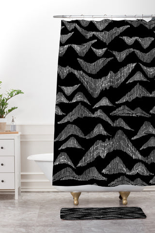 Gabi Peaks and Valleys Shower Curtain And Mat