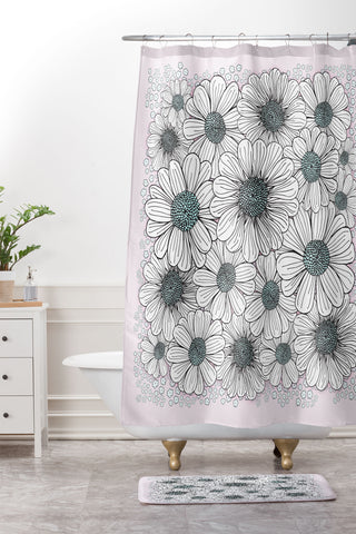 Gabi Wild and Free Pink Shower Curtain And Mat