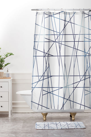 Gabriela Fuente ARCHITECTURE Indigo Shower Curtain And Mat